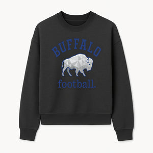 Buffalo Football Graphic T-Shirt, Geometric Bison Design, Sport Team Apparel, Casual Wear, Gift for Fans, Blue and White Themes - Sweatshirt 1758559982015.jpg