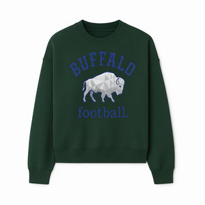 Buffalo Football Graphic T-Shirt, Geometric Bison Design, Sport Team Apparel, Casual Wear, Gift for Fans, Blue and White Themes - Sweatshirt 1758559982144.jpg