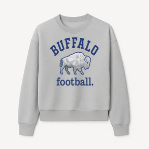 Buffalo Football Graphic T-Shirt, Geometric Bison Design, Sport Team Apparel, Casual Wear, Gift for Fans, Blue and White Themes - Sweatshirt 1758559982273.jpg