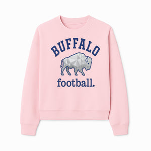Buffalo Football Graphic T-Shirt, Geometric Bison Design, Sport Team Apparel, Casual Wear, Gift for Fans, Blue and White Themes - Sweatshirt 1758559982513.jpg