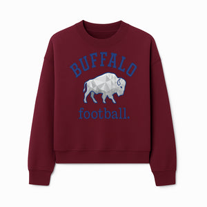 Buffalo Football Graphic T-Shirt, Geometric Bison Design, Sport Team Apparel, Casual Wear, Gift for Fans, Blue and White Themes - Sweatshirt 1758559982634.jpg