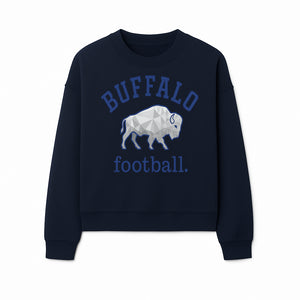 Buffalo Football Graphic T-Shirt, Geometric Bison Design, Sport Team Apparel, Casual Wear, Gift for Fans, Blue and White Themes - Sweatshirt 1758559982773.jpg