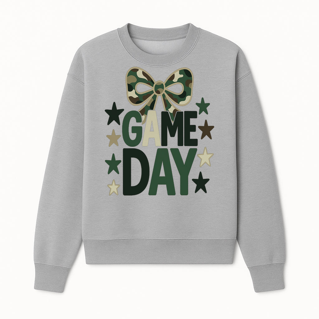 Camo Game Day Decor with Bow and Stars, Perfect for Sports Events, Team Spirit, and Home Decoration - Sweatshirt 1758559982795.jpg