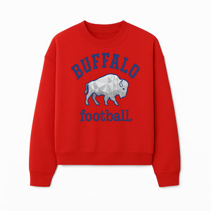 Buffalo Football Graphic T-Shirt, Geometric Bison Design, Sport Team Apparel, Casual Wear, Gift for Fans, Blue and White Themes - Sweatshirt 1758559982940.jpg