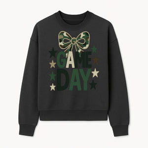 Camo Game Day Decor with Bow and Stars, Perfect for Sports Events, Team Spirit, and Home Decoration - Sweatshirt 1758559983089.jpg