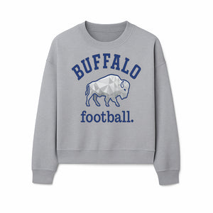 Buffalo Football Graphic T-Shirt, Geometric Bison Design, Sport Team Apparel, Casual Wear, Gift for Fans, Blue and White Themes - Sweatshirt 1758559983108.jpg