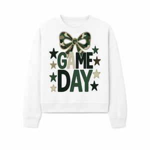 Camo Game Day Decor with Bow and Stars, Perfect for Sports Events, Team Spirit, and Home Decoration - Sweatshirt 1758559984243.jpg
