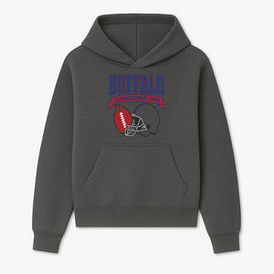 Buffalo Football Established 1960 Vintage Graphic Tee, Football Helmet & Ball Design, Sports Fan Apparel, Game Day Outfit - Hoodie 1758559986915.jpg