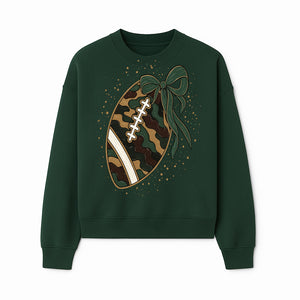 Camouflage Football with Bow Wrap - Fun Sports Decor, Rustic Wall Art, Perfect for Game Day, Gift for Football Lovers - Sweatshirt 1758559992216.jpg