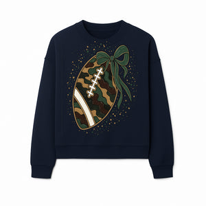 Camouflage Football with Bow Wrap - Fun Sports Decor, Rustic Wall Art, Perfect for Game Day, Gift for Football Lovers - Sweatshirt 1758559992823.jpg