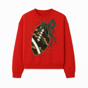 Camouflage Football with Bow Wrap - Fun Sports Decor, Rustic Wall Art, Perfect for Game Day, Gift for Football Lovers - Sweatshirt 1758559992946.jpg