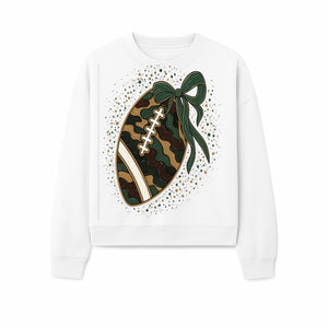 Camouflage Football with Bow Wrap - Fun Sports Decor, Rustic Wall Art, Perfect for Game Day, Gift for Football Lovers - Sweatshirt 1758559993220.jpg