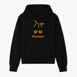 Tennessee Fashion Tee with Retro Bun & Sunglasses - Trendy Gift for Vols Fans - Orange Checkered Bow Design - Hoodie 1758559995662.jpg