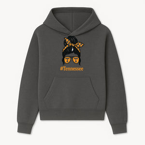 Tennessee Fashion Tee with Retro Bun & Sunglasses - Trendy Gift for Vols Fans - Orange Checkered Bow Design - Hoodie 1758559995769.jpg