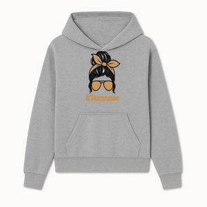 Tennessee Fashion Tee with Retro Bun & Sunglasses - Trendy Gift for Vols Fans - Orange Checkered Bow Design - Hoodie 1758559996020.jpg