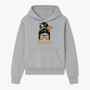 Tennessee Fashion Tee with Retro Bun & Sunglasses - Trendy Gift for Vols Fans - Orange Checkered Bow Design - Hoodie 1758559996806.jpg