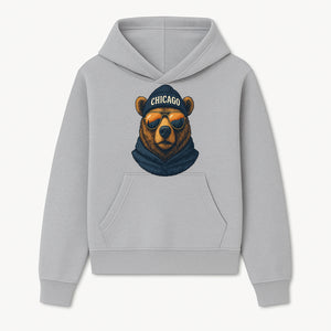 Vintage Chicago Bear Graphic Tee with Sunglasses and Mountains, Cozy Urban Wildlife Apparel - Hoodie 1758559998377.jpg
