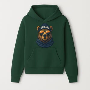 Vintage Chicago Bear Graphic Tee with Sunglasses and Mountains, Cozy Urban Wildlife Apparel - Hoodie 1758559998771.jpg
