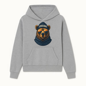 Vintage Chicago Bear Graphic Tee with Sunglasses and Mountains, Cozy Urban Wildlife Apparel - Hoodie 1758559998878.jpg