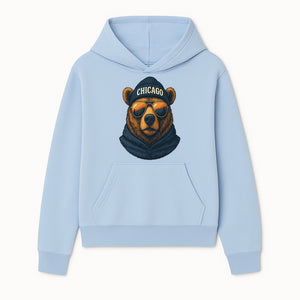 Vintage Chicago Bear Graphic Tee with Sunglasses and Mountains, Cozy Urban Wildlife Apparel - Hoodie 1758559999020.jpg