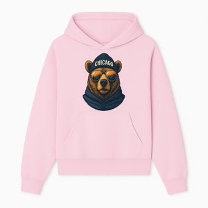 Vintage Chicago Bear Graphic Tee with Sunglasses and Mountains, Cozy Urban Wildlife Apparel - Hoodie 1758559999171.jpg