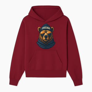 Vintage Chicago Bear Graphic Tee with Sunglasses and Mountains, Cozy Urban Wildlife Apparel - Hoodie 1758559999304.jpg