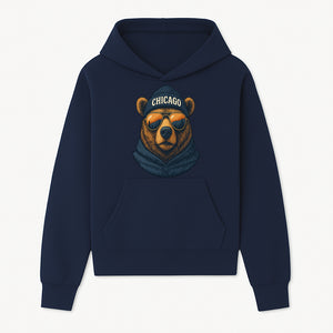Vintage Chicago Bear Graphic Tee with Sunglasses and Mountains, Cozy Urban Wildlife Apparel - Hoodie 1758559999436.jpg