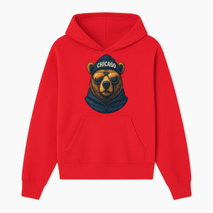 Vintage Chicago Bear Graphic Tee with Sunglasses and Mountains, Cozy Urban Wildlife Apparel - Hoodie 1758559999580.jpg