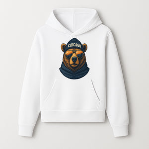 Vintage Chicago Bear Graphic Tee with Sunglasses and Mountains, Cozy Urban Wildlife Apparel - Hoodie 1758559999884.jpg