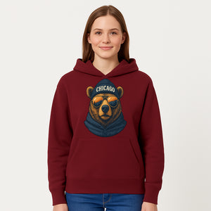 Vintage Chicago Bear Graphic Tee with Sunglasses and Mountains, Cozy Urban Wildlife Apparel - Hoodie 1758560001151.jpg