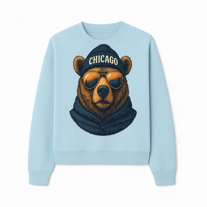 Vintage Chicago Bear Graphic Tee with Sunglasses and Mountains, Cozy Urban Wildlife Apparel - Sweatshirt 1758560004901.jpg