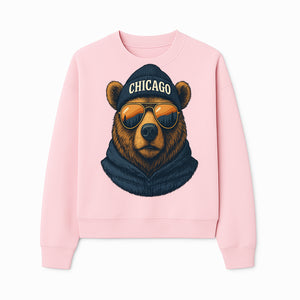 Vintage Chicago Bear Graphic Tee with Sunglasses and Mountains, Cozy Urban Wildlife Apparel - Sweatshirt 1758560005027.jpg