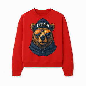 Vintage Chicago Bear Graphic Tee with Sunglasses and Mountains, Cozy Urban Wildlife Apparel - Sweatshirt 1758560005443.jpg