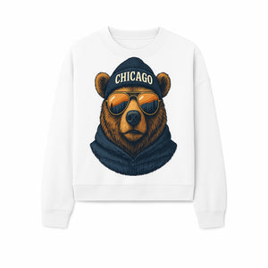 Vintage Chicago Bear Graphic Tee with Sunglasses and Mountains, Cozy Urban Wildlife Apparel - Sweatshirt 1758560005723.jpg