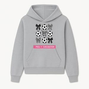 Soccer Balls and Bows PNG Set for Sublimation | Sports Graphic Design | DIY Crafts | Black and White Elements - Hoodie 1758560850472.jpg