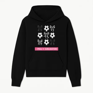 Soccer Balls and Bows PNG Set for Sublimation | Sports Graphic Design | DIY Crafts | Black and White Elements - Hoodie 1758560850606.jpg