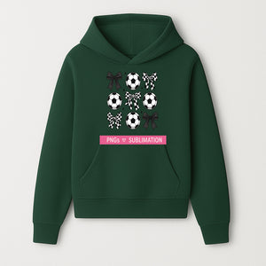 Soccer Balls and Bows PNG Set for Sublimation | Sports Graphic Design | DIY Crafts | Black and White Elements - Hoodie 1758560850836.jpg