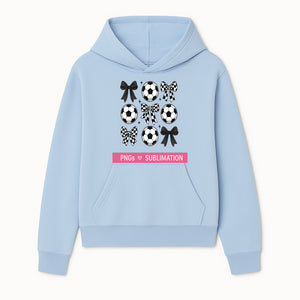 Soccer Balls and Bows PNG Set for Sublimation | Sports Graphic Design | DIY Crafts | Black and White Elements - Hoodie 1758560851109.jpg