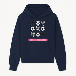 Soccer Balls and Bows PNG Set for Sublimation | Sports Graphic Design | DIY Crafts | Black and White Elements - Hoodie 1758560851495.jpg