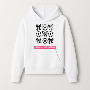 Soccer Balls and Bows PNG Set for Sublimation | Sports Graphic Design | DIY Crafts | Black and White Elements - Hoodie 1758560851937.jpg