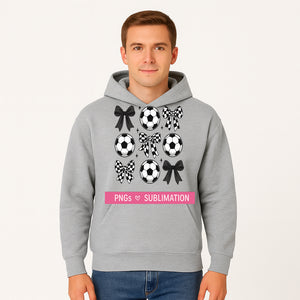Soccer Balls and Bows PNG Set for Sublimation | Sports Graphic Design | DIY Crafts | Black and White Elements - Hoodie 1758560853068.jpg