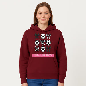 Soccer Balls and Bows PNG Set for Sublimation | Sports Graphic Design | DIY Crafts | Black and White Elements - Hoodie 1758560853203.jpg