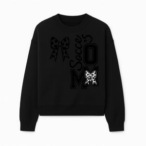 Soccer Mom Bow Decal | Stylish Sports Mom Decor | Black and White Soccer Theme | Perfect for Soccer Enthusiasts - Sweatshirt 1758560857358.jpg