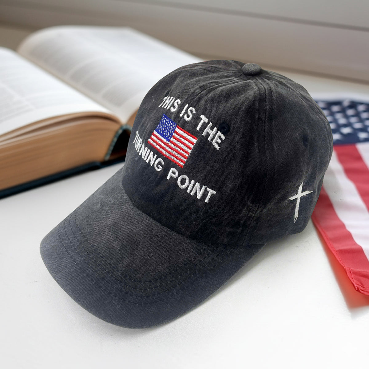 Charlie Kirk Hat This Is The Turning Point Cross Quote Embroidered Hat Patriotic Hat Political Statement Hat Activist Hat Pray For Charlie 1758623372925.jpg