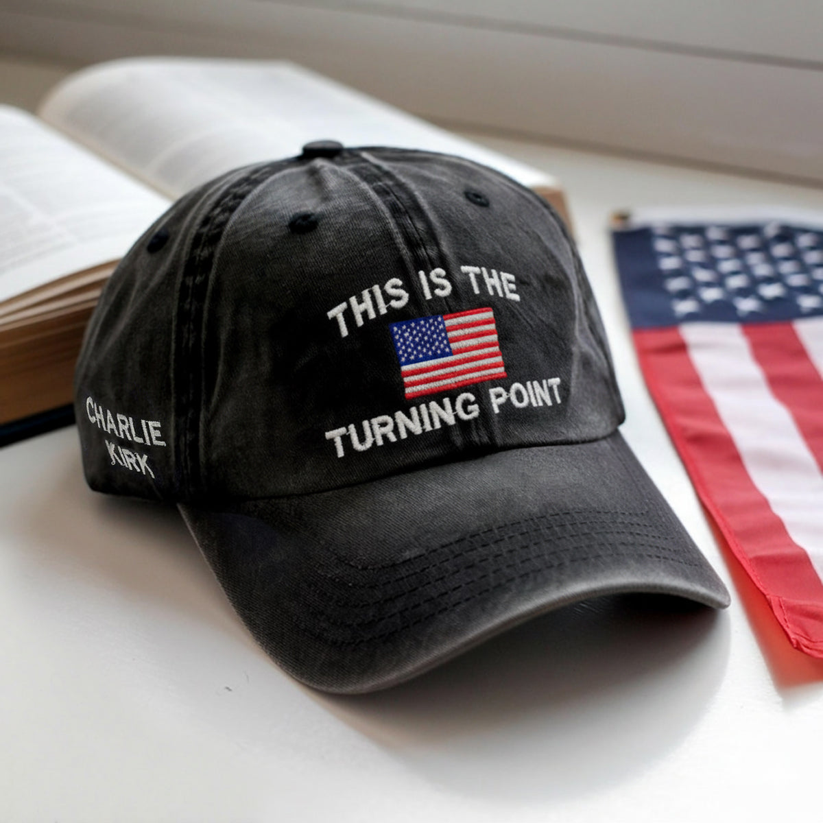 Charlie Kirk Hat This Is The Turning Point Cross Quote Embroidered Hat Patriotic Hat Political Statement Hat Activist Hat Pray For Charlie 1758623381403.jpg