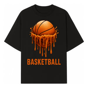 Dripping Orange Basketball Graphic Tee - Sporty Apparel for Basketball Fans & Players, Perfect Gift for Athletes - T-shirt 1758681892013.jpg