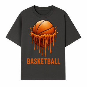 Dripping Orange Basketball Graphic Tee - Sporty Apparel for Basketball Fans & Players, Perfect Gift for Athletes - T-shirt 1758681892150.jpg