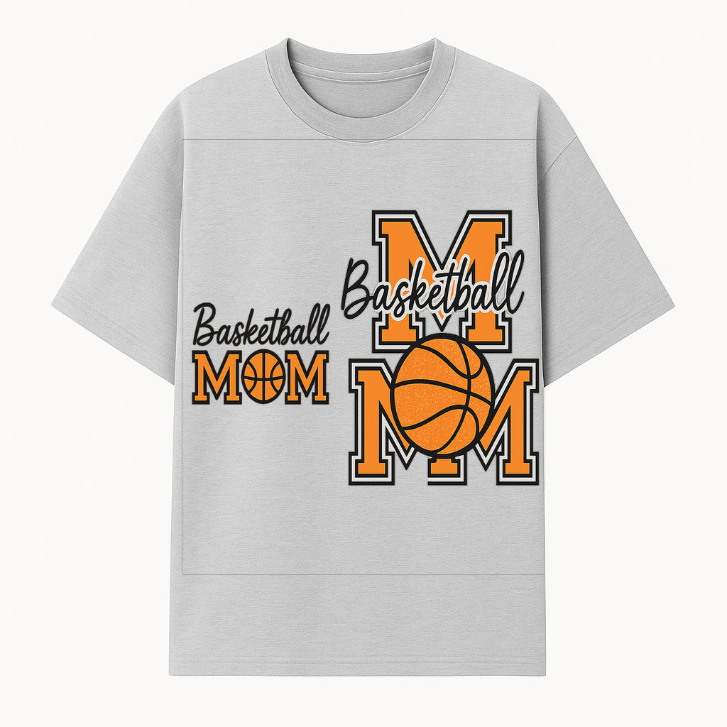 Basketball Mom T-Shirt, Sporty Orange & Black Design, Perfect Gift for Basketball Moms, Team Spirit Apparel - T-shirt 1758681892259.jpg