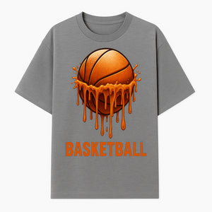 Dripping Orange Basketball Graphic Tee - Sporty Apparel for Basketball Fans & Players, Perfect Gift for Athletes - T-shirt 1758681892438.jpg