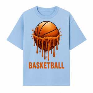 Dripping Orange Basketball Graphic Tee - Sporty Apparel for Basketball Fans & Players, Perfect Gift for Athletes - T-shirt 1758681892572.jpg